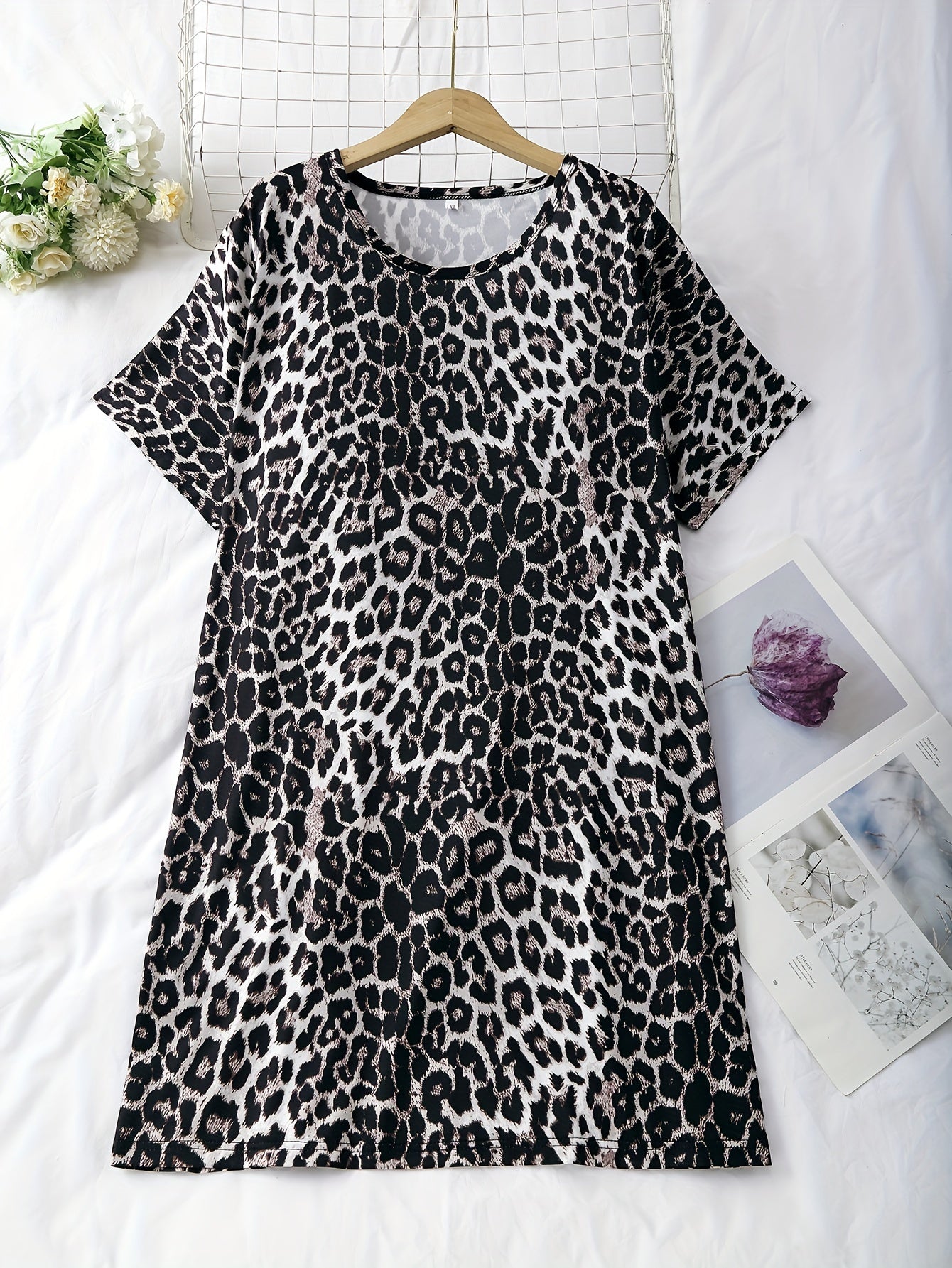3 Pack Plus Size Leopard Print Nightdress Set