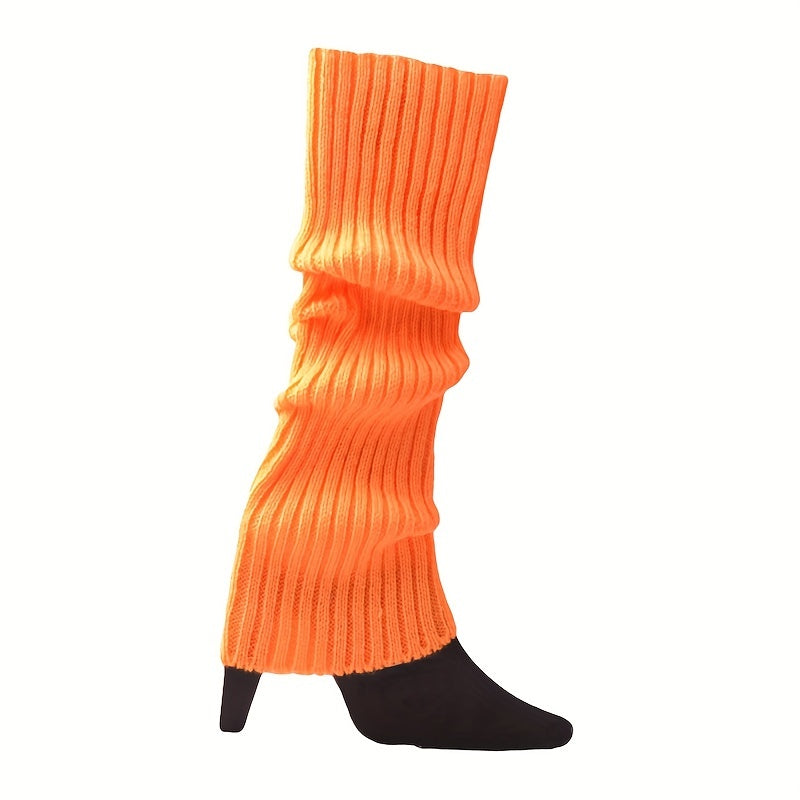 6 Pairs Rib Knit Leg Warmers Knee High Socks Women's Stockings