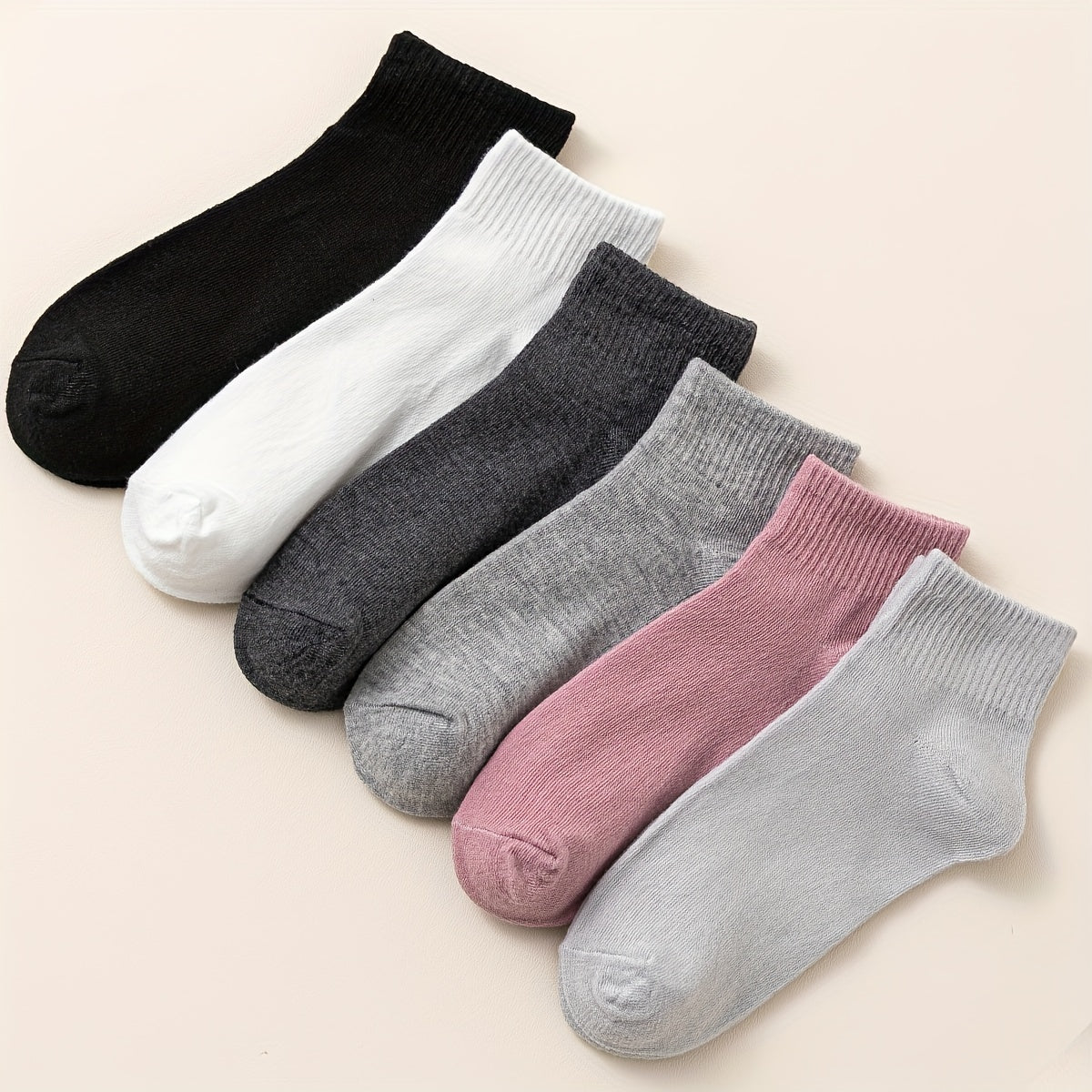 12 Pairs Solid Crew Socks Comfy & Soft All match Sports Socks Women's Stockings