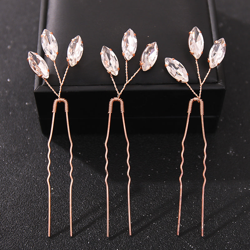 3pcs Silver Rhinestone Hair Pins Wedding Bridal Headpiece Hair Jewelry
