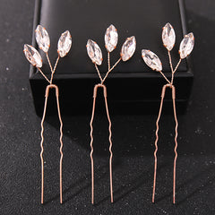 3pcs Silver Rhinestone Hair Pins Wedding Bridal Headpiece Hair Jewelry