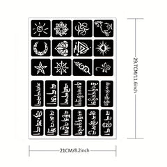 2 Sheets A4 Hollow Tattoo Stencils 1 Bottle Tattoo Dyeing Paste