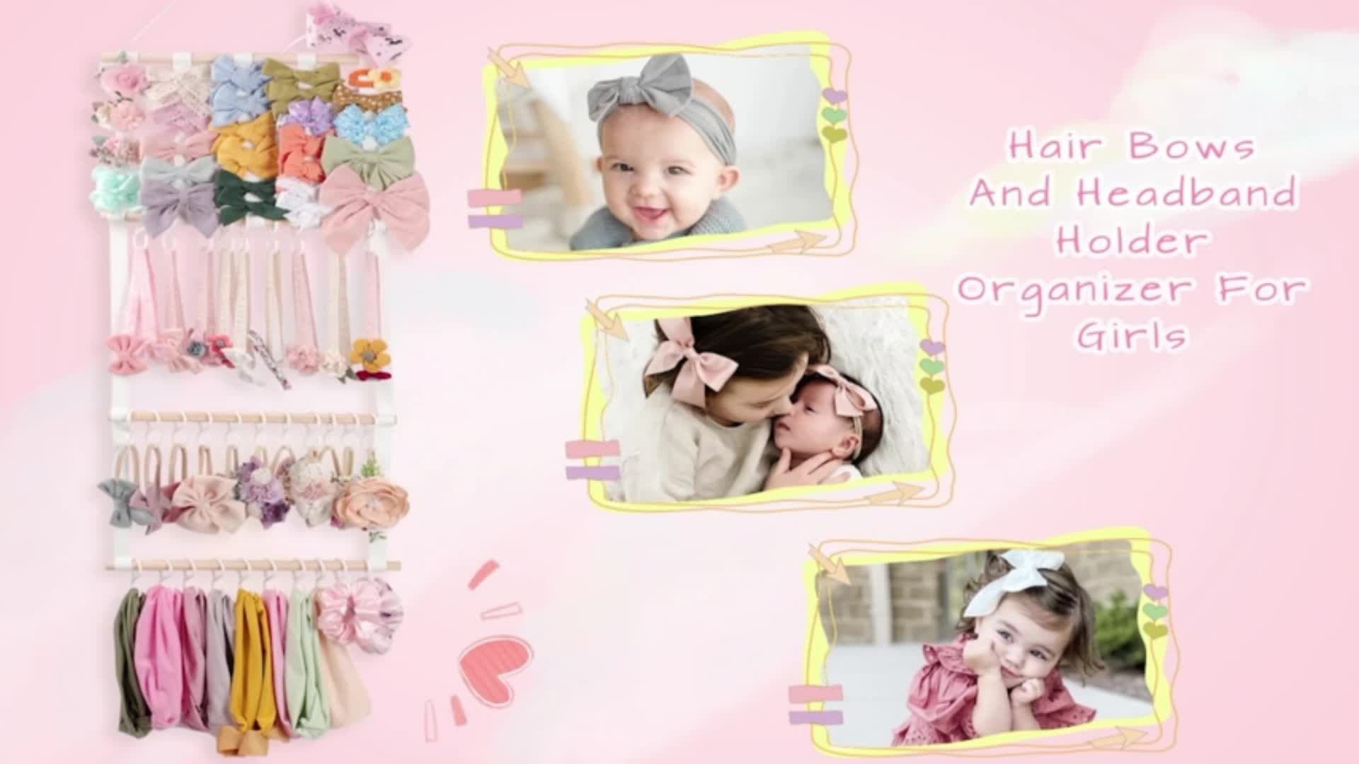 Hair Accessories Hanging Storage Organizer for Baby Girls Room