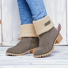 Fluffy Fur Lined Snow Boots Non slip Medium Tube Women's Boots