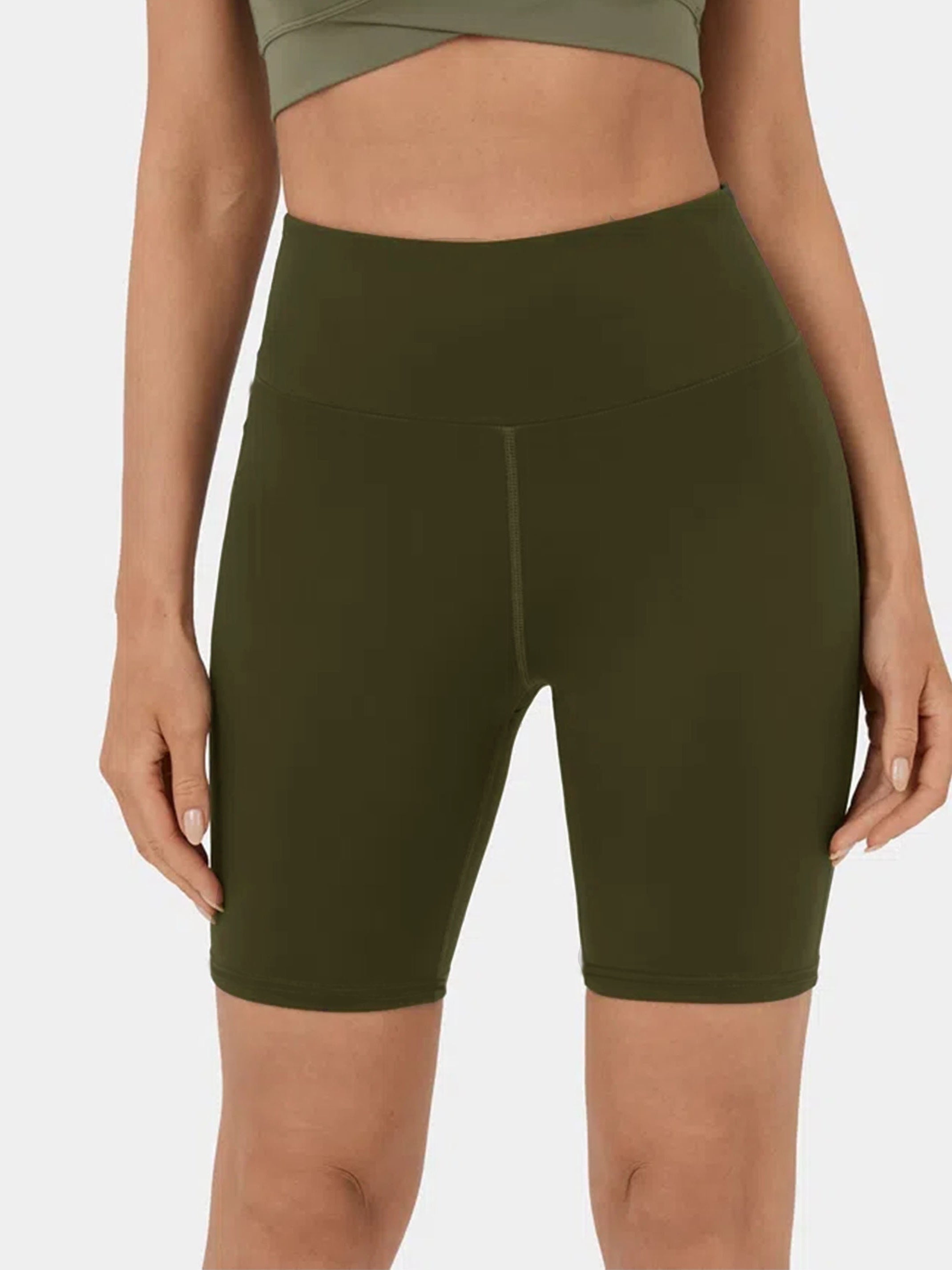 Women's Solid Stretch Fitness Shorts with Pockets