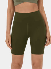 Women's Solid Stretch Fitness Shorts with Pockets