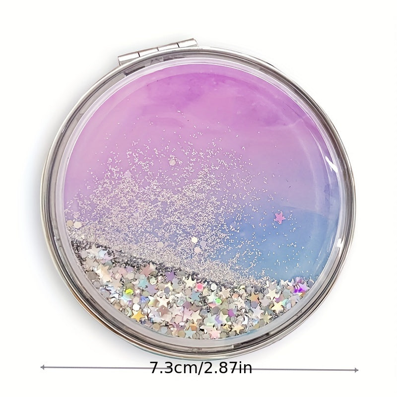 Quicksand Small Mirror Cartoon Double sided Portable Carry on Makeup Mirror