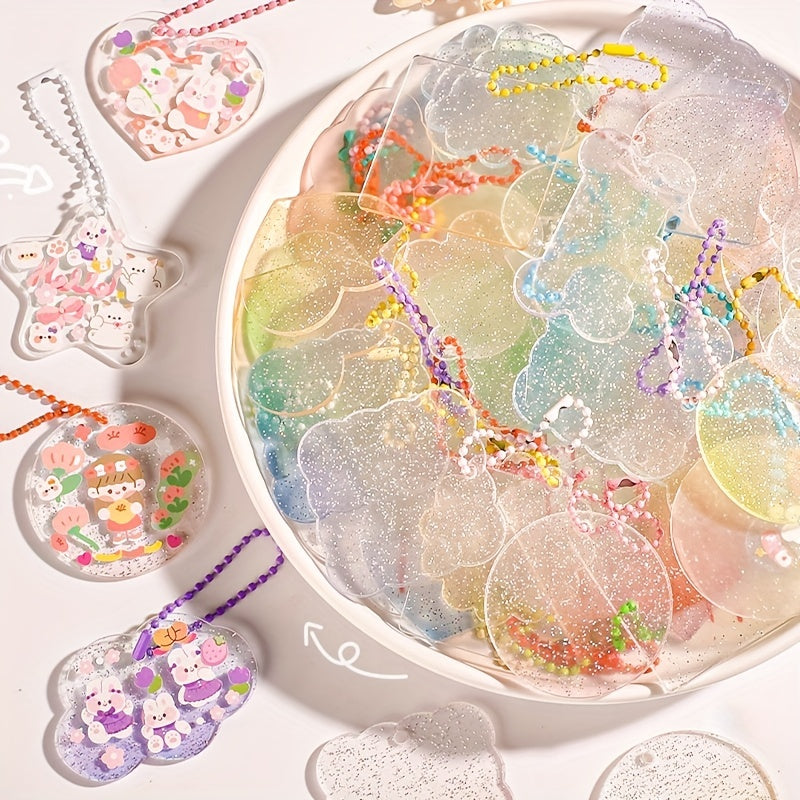 10pc Acrylic Grommet Gradient Keychain Decoration For Girls Women