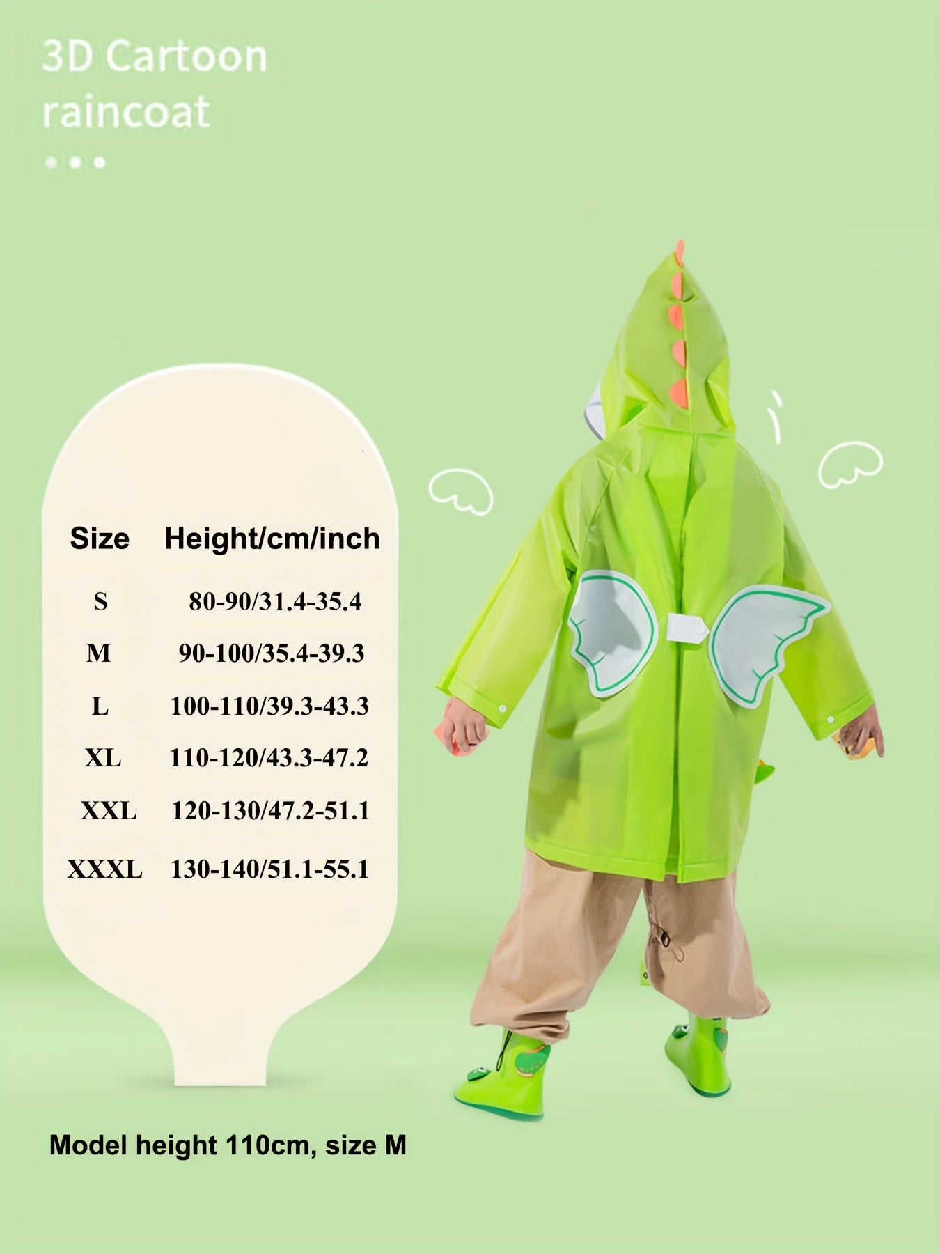 Cartoon Graphic Waterproof Hooded Raincoat Poncho For Kids