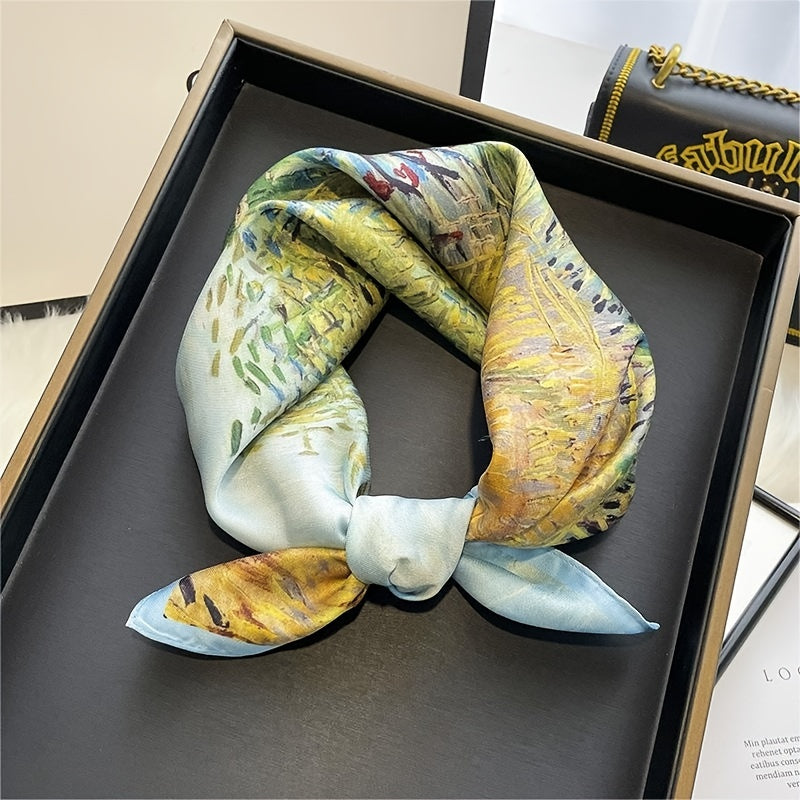Classic Oil Painting Print Neckerchief Bandana Square Scarf