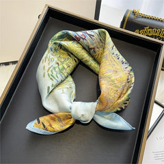 Classic Oil Painting Print Neckerchief Bandana Square Scarf