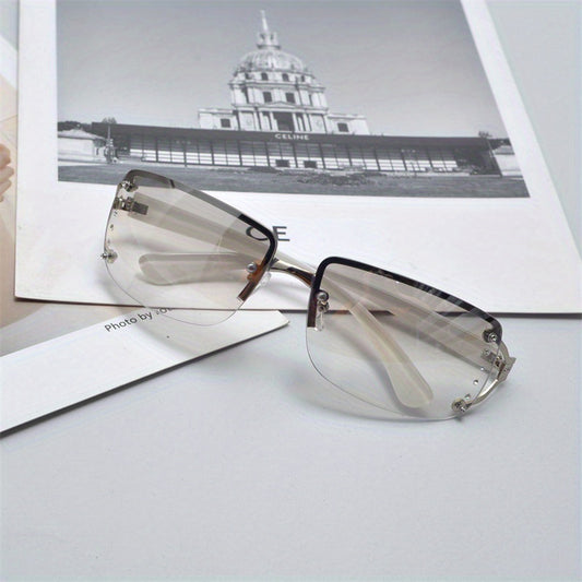 Y2K Rimless Sunglasses Cyberpunk UV400 Sun Shades Wrap Around