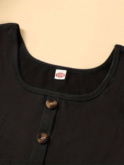 2pcs Toddler Girls Button Front Tank Tops & Vertical Stripes Belted Pants Set