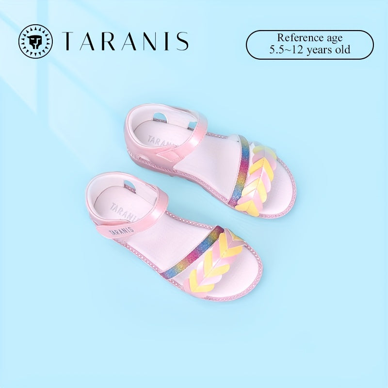 TARANIS Girls Open Toe Flat Ankle Strappy Sandals
