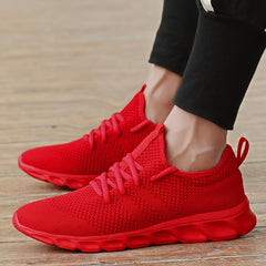 Men's Solid Knit Breathable Running Shoes Non Slip Soft Sole Sneakers