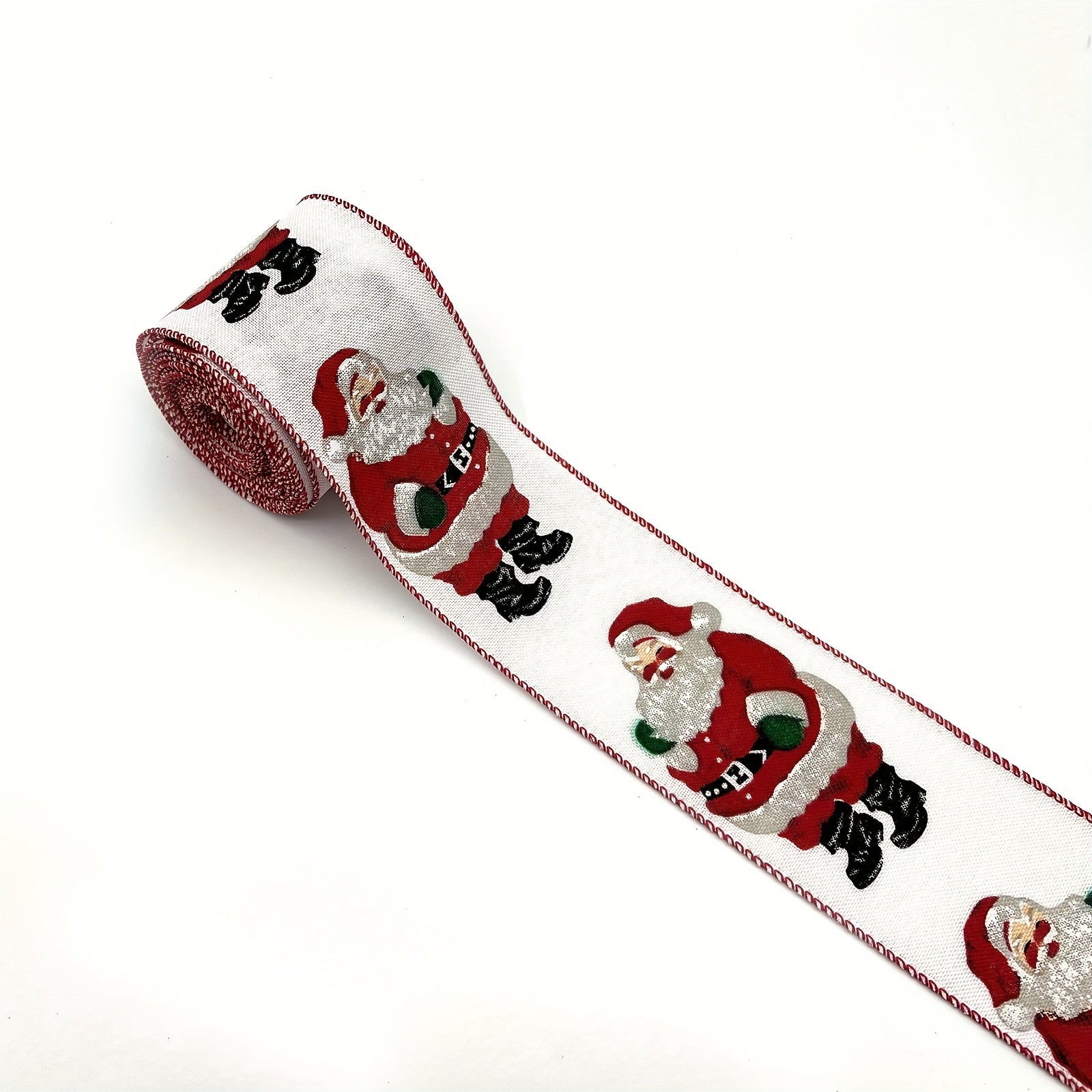 4 57 Meter Santa Christmas Ribbon For DIY Crafting Santa On Wired Edge