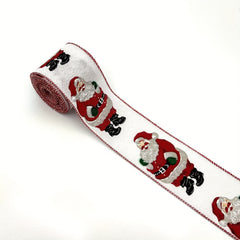 4 57 Meter Santa Christmas Ribbon For DIY Crafting Santa On Wired Edge