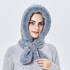Plush Neck Warmer Snood Cap Hoodie Scarf Windproof Gift For Her