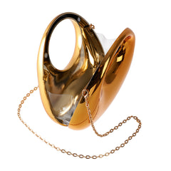 Mini Moon Shape Evening Clutch Silver Acrylic Handbag