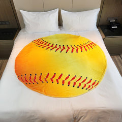 Yellow Baseball Printed Blanket - Soft & Warm Flannel Material
