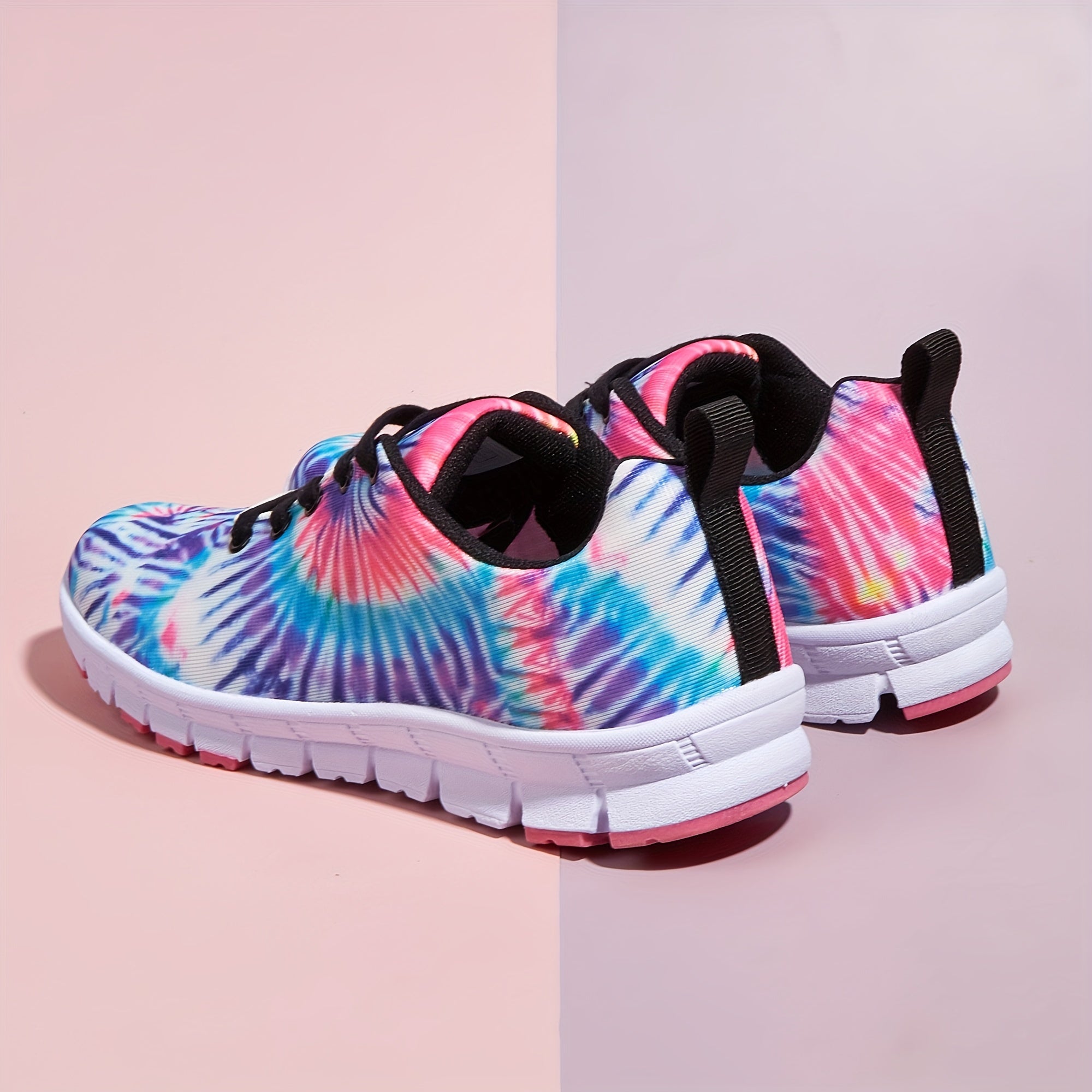 Tie Dye Printed Sneakers for Women Lightweight Low Top Lace Up Walking Shoes