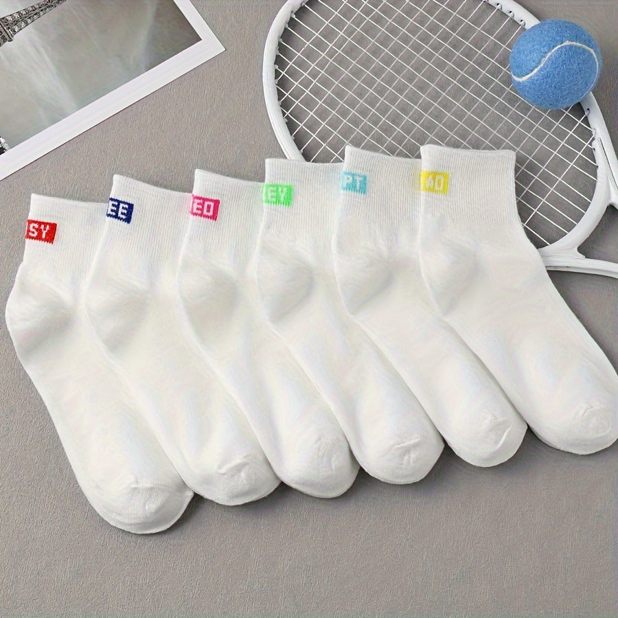 6 Pairs Letter Print Socks Women's Stockings & Hosiery