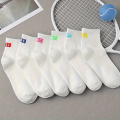 6 Pairs Letter Print Socks Women's Stockings & Hosiery