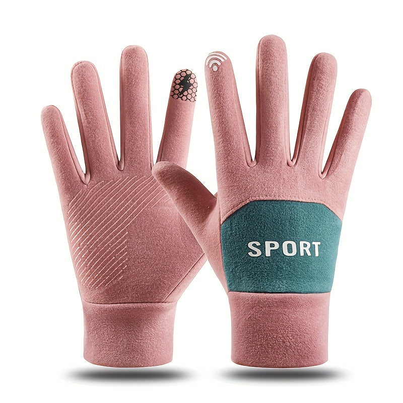 Warm Gloves Velvet Thick Outdoor Gloves For Driving Cycling Anti Slip