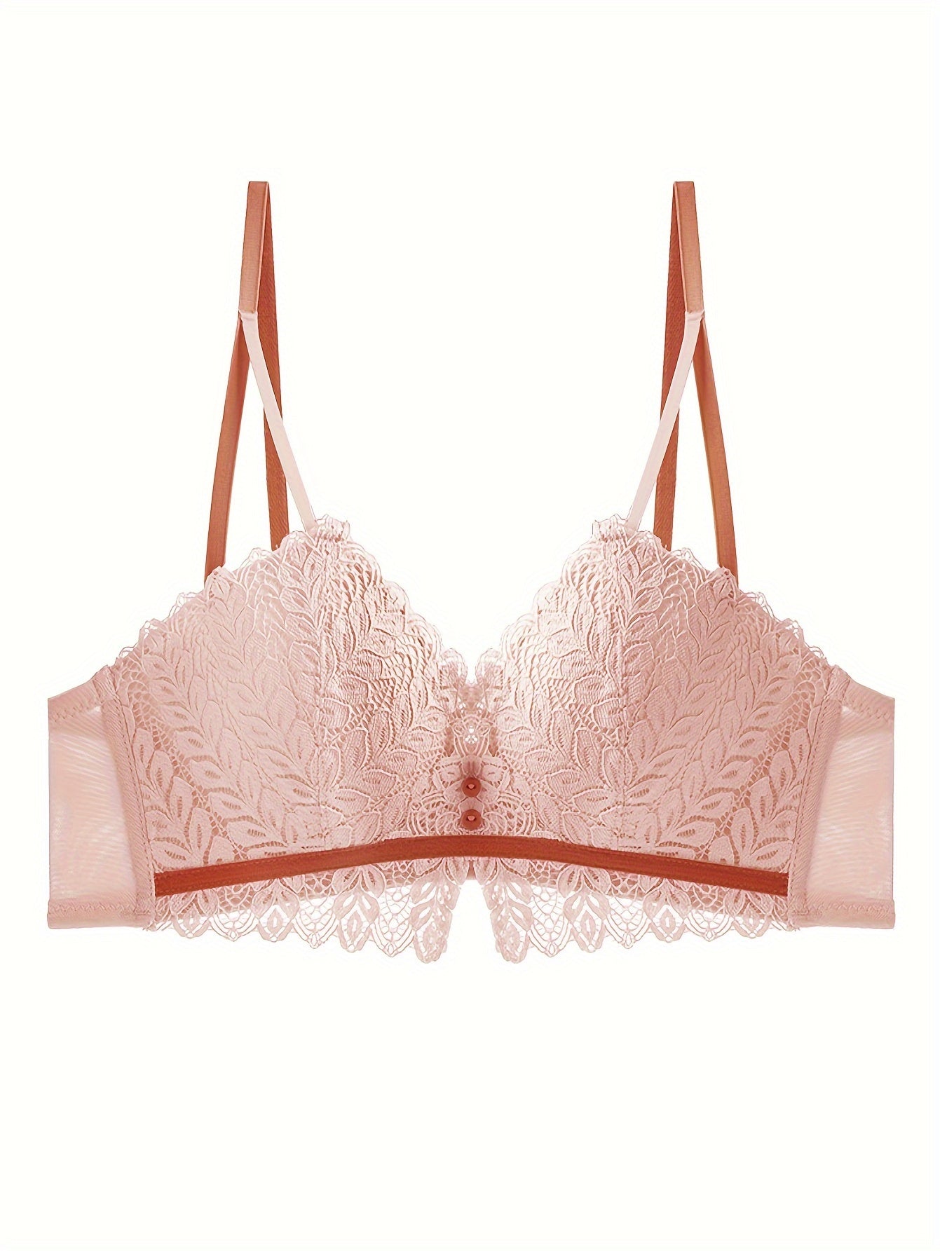 3pcs Lace Wireless Bras Push Up Comfortable & Breathable Women's Underwear