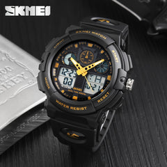 Dual Time Electronic Watch Silicone Band Military Wrist Watch