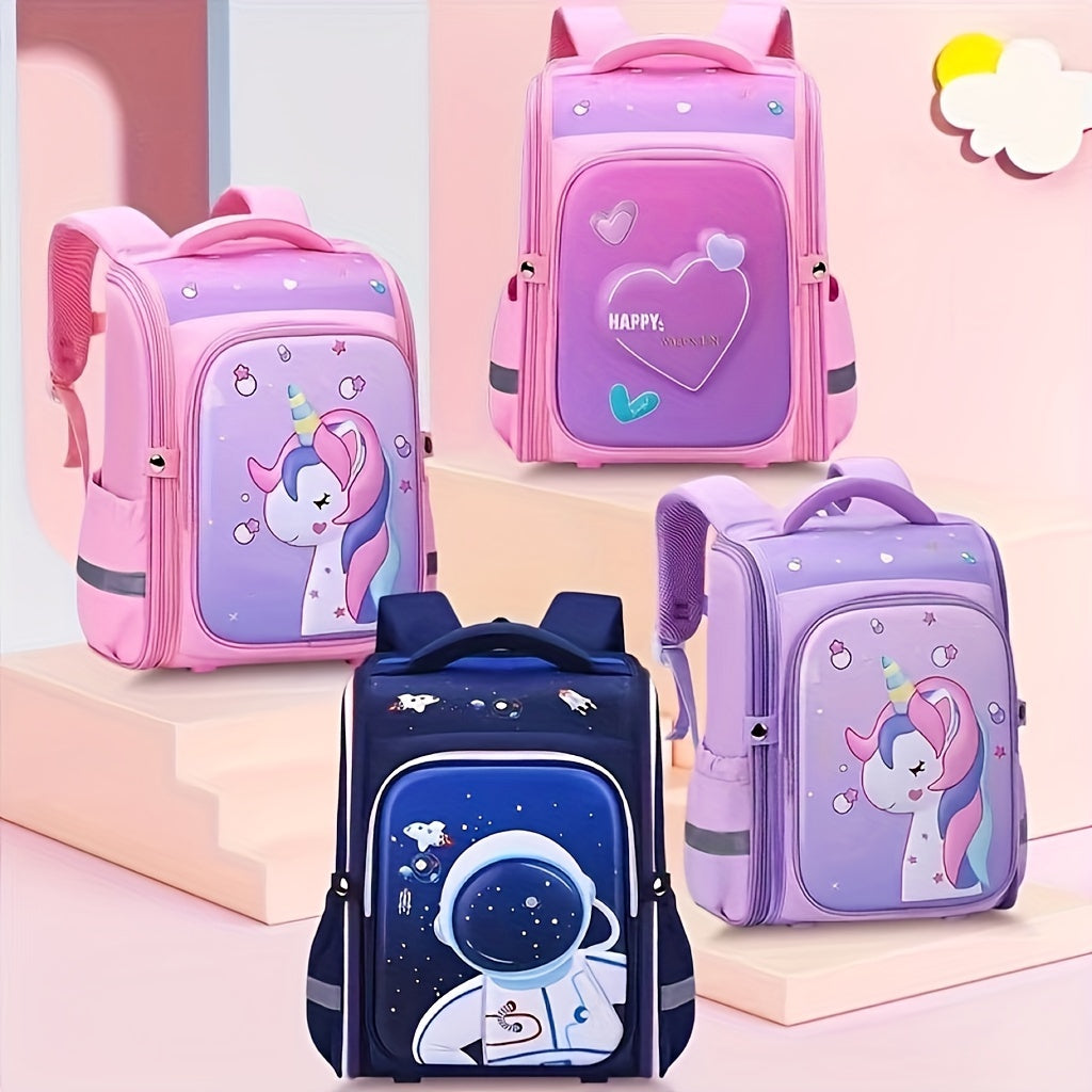 Kids Cartoon Waterproof Backpack, Spine Protection Schoolbag