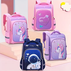 Kids Cartoon Waterproof Backpack, Spine Protection Schoolbag