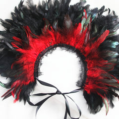 Multicolor Feather Pattern Shawl Cape Set 2 Piece