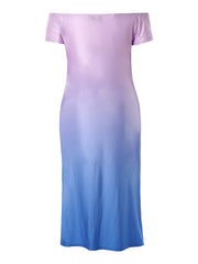 Casual Summer Dress Women's Plus Letter & Ombre Print Maxi Dress