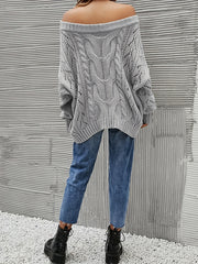 Solid Cable Off Shoulder Sweater