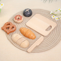 13pcs Wooden Bread Cutting Board Role Playing and Family Interaction