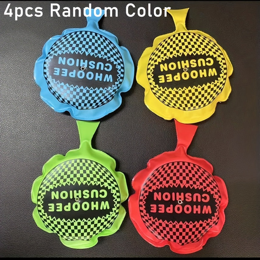 4pcs Mini Fart Sound Cushions in Vibrant Colors with WHOOPEE CUSHION