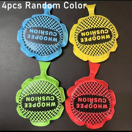 4pcs Mini Fart Sound Cushions in Vibrant Colors with WHOOPEE CUSHION