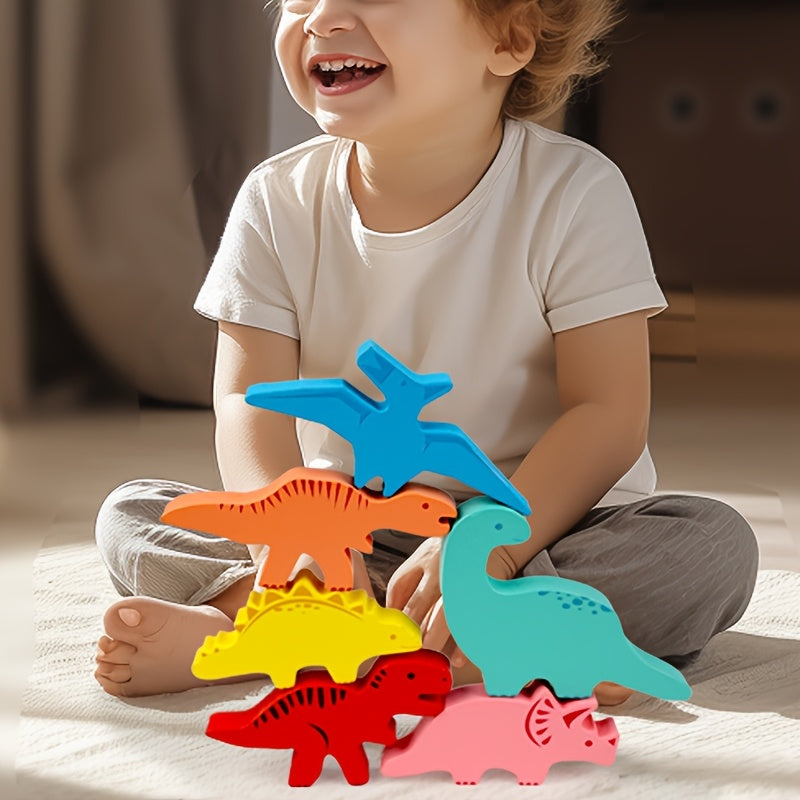 Dinosaur Stacking Blocks with Colorful Figures