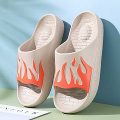 Unisex Flame Pattern Cloud Slides Pillow Slippers Lightweight Non Slip Shoes