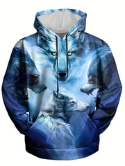 Wolves 3D Print Hoodie for Men Graphic Pullover Autumn Winter