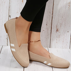 Women's Knitted Slip On Flats Comfortable Walking Shoes