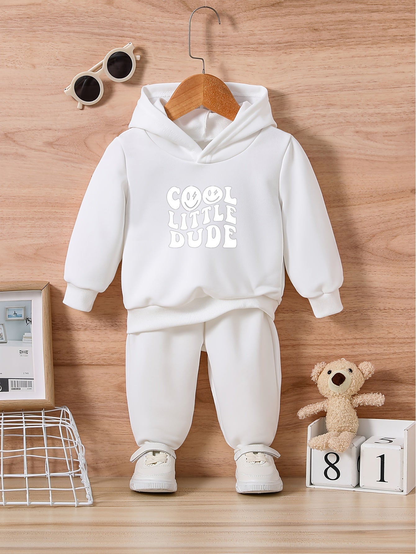 Baby Ltr Print Casual Outfit Hoodie Trousers Set LITTLE DUDE