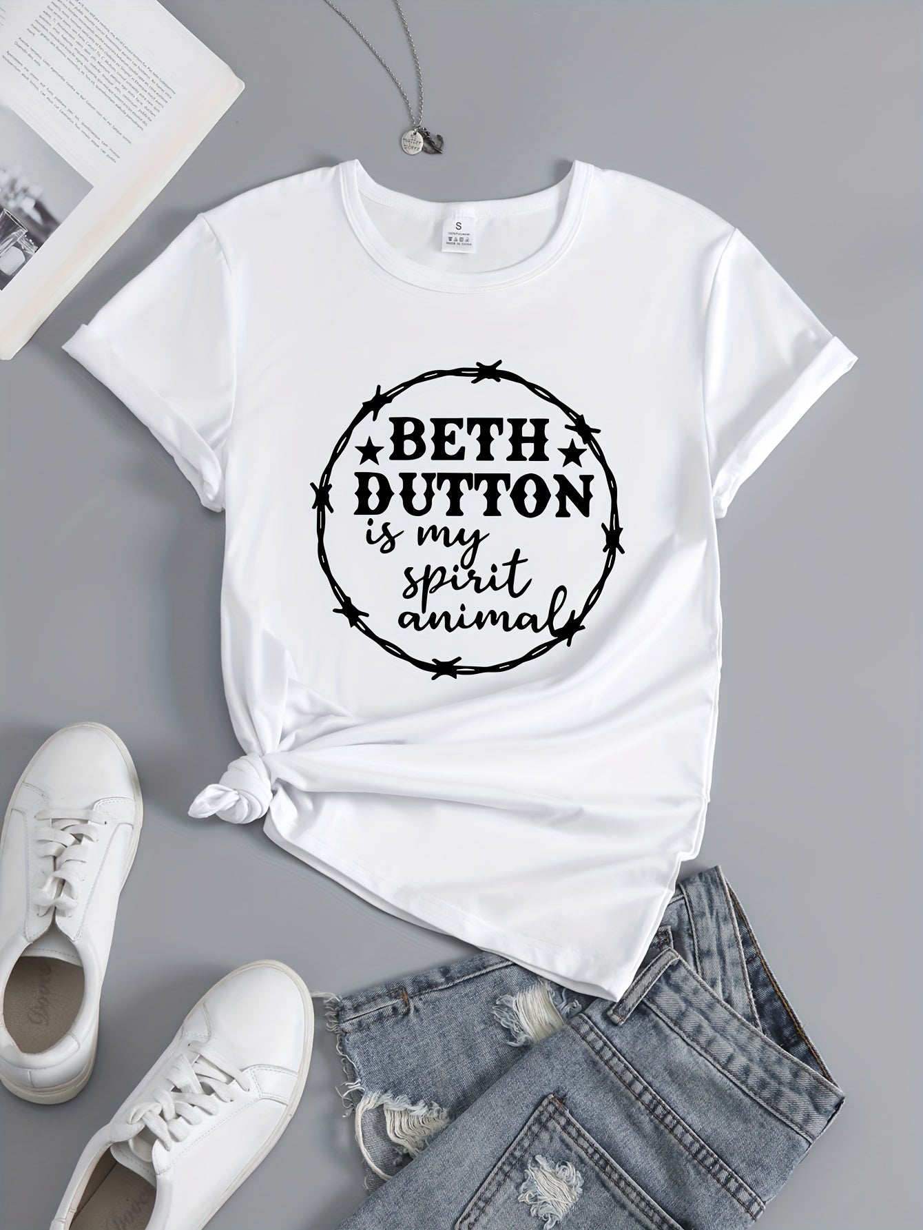 Printed Round Neck T shirt Short Sleeves Activewear
