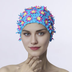 Floral Petal Swim Cap for Women Lightweight Bathing Cap