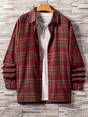 Men's Plaid Long Sleeve Shirt for Spring Autumn