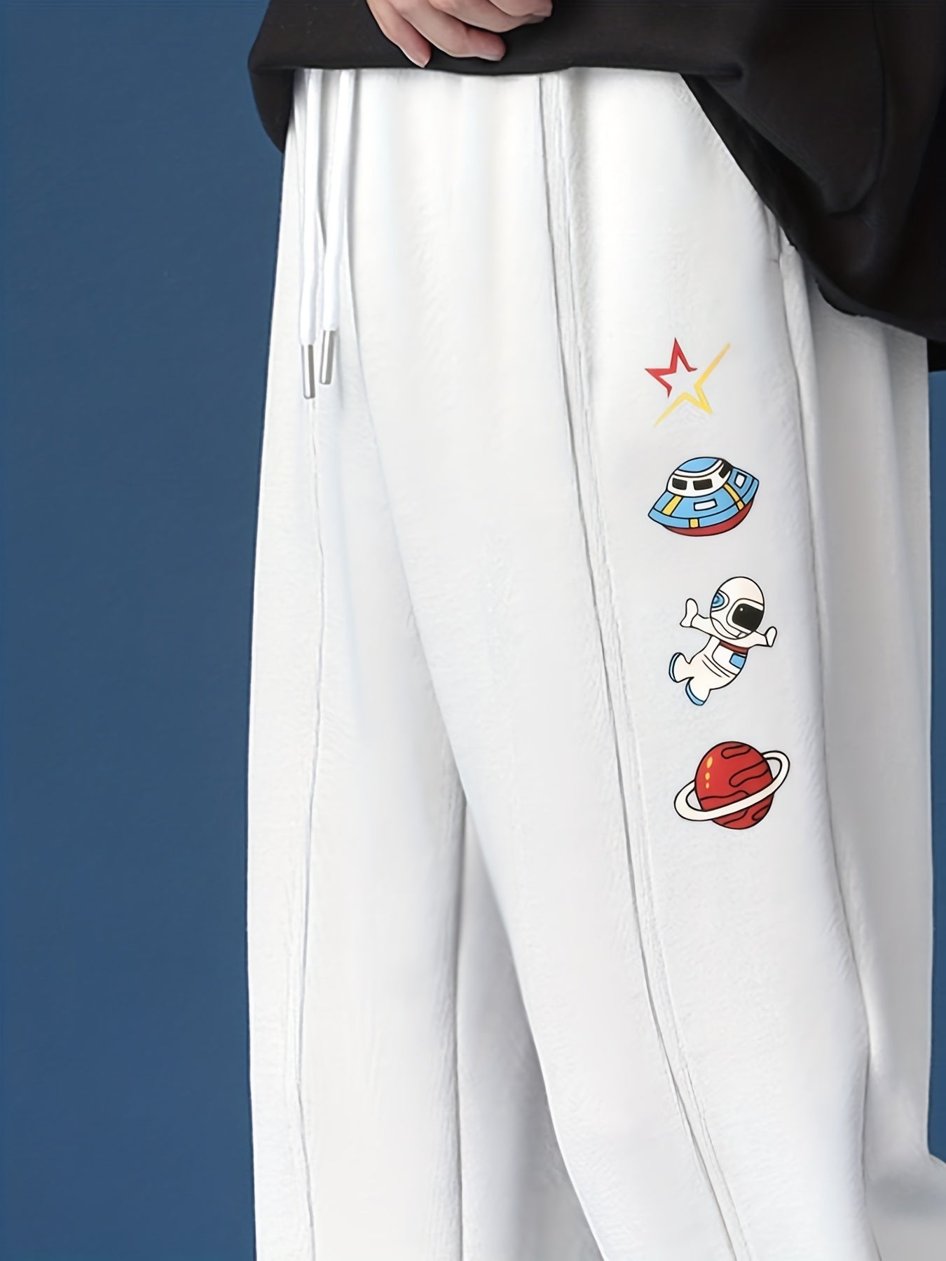 Astronaut & Spaceship & Planet Pattern Joggers Men s Casual Loose Fit Pants