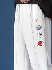 Astronaut & Spaceship & Planet Pattern Joggers Men s Casual Loose Fit Pants