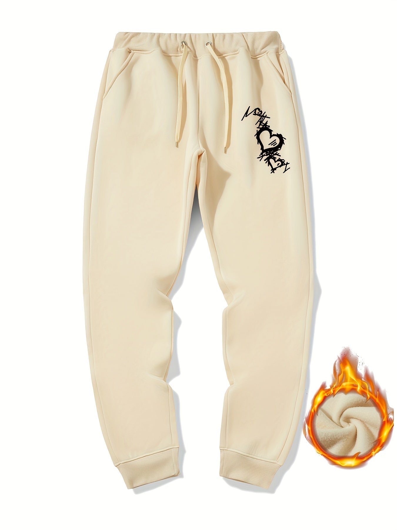Heart Pattern Graphic Drawstring Joggers Men's Sweatpants