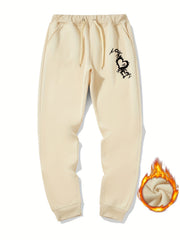 Heart Pattern Graphic Drawstring Joggers Men's Sweatpants
